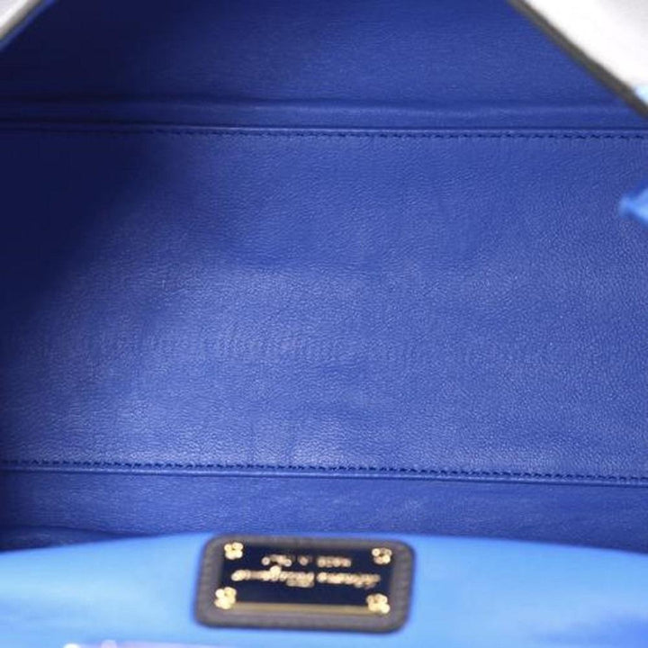 Ferragamo Sofia Calf Skin Blue Fumee Blue and Grey Medium Handbag F845/02