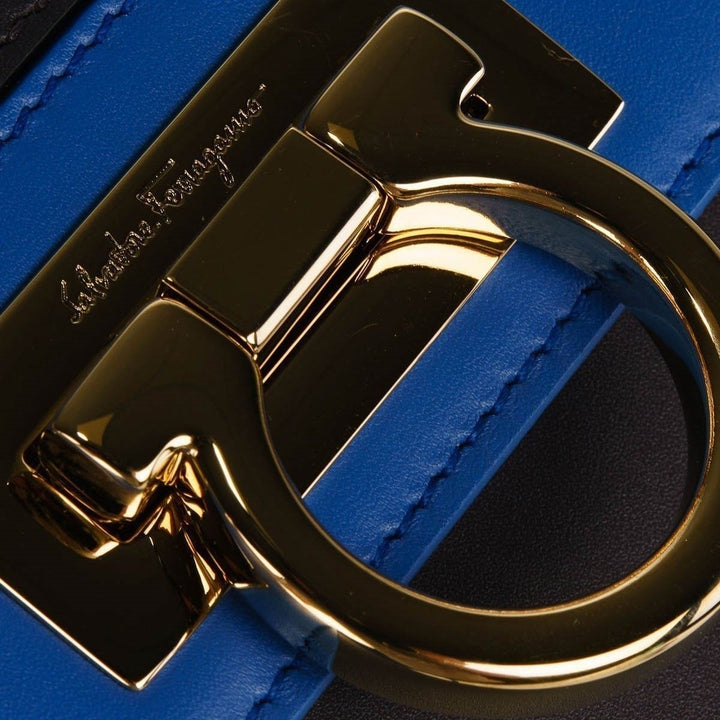 Ferragamo Sofia Calf Skin Blue Fumee Blue and Grey Medium Handbag F845/02