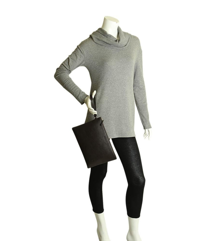 G*G 546532 Dark Brown Leather Pochette Clutch
