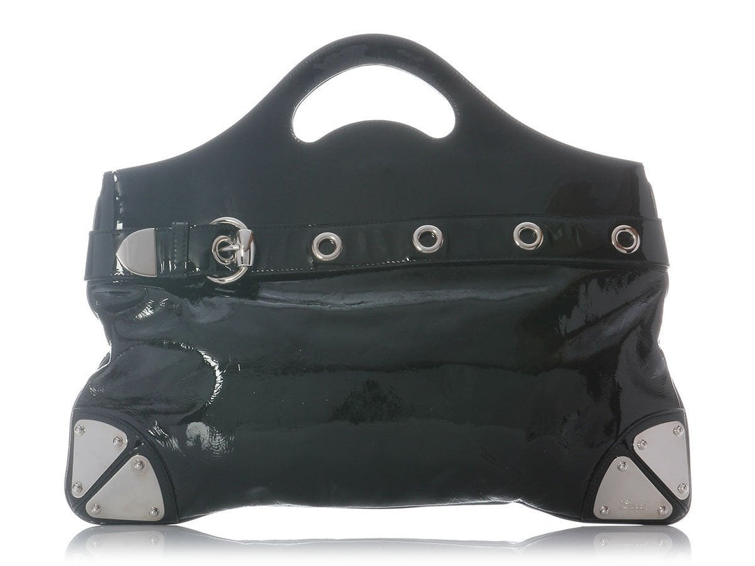 Gucci Large Black Patent Indy Clutch
