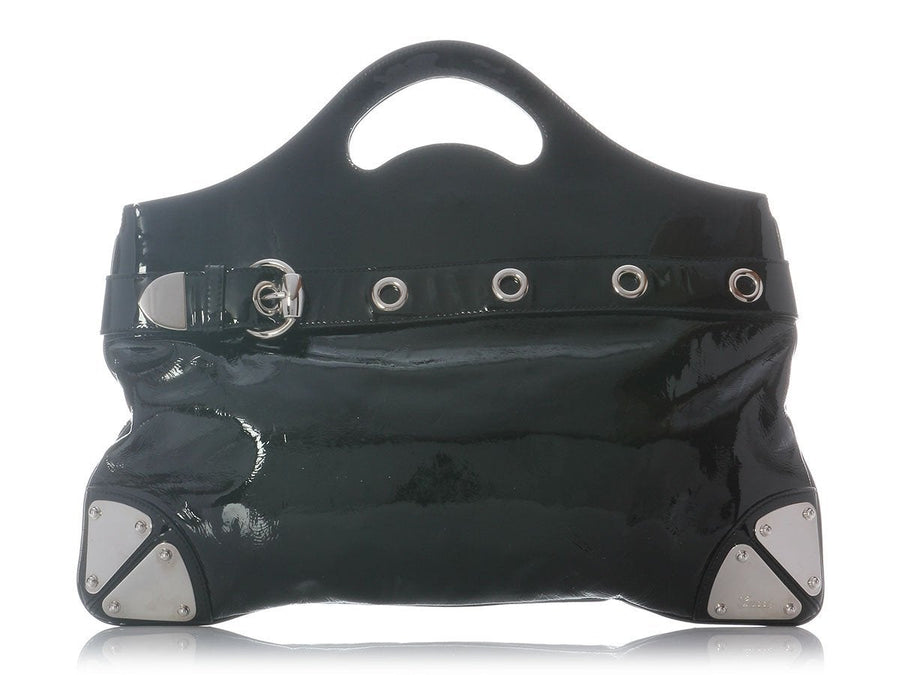 Gucci Large Black Patent Indy Clutch
