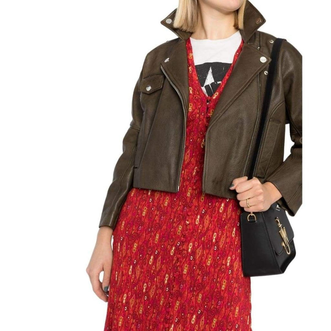 Leather Cropped Biker Jacket