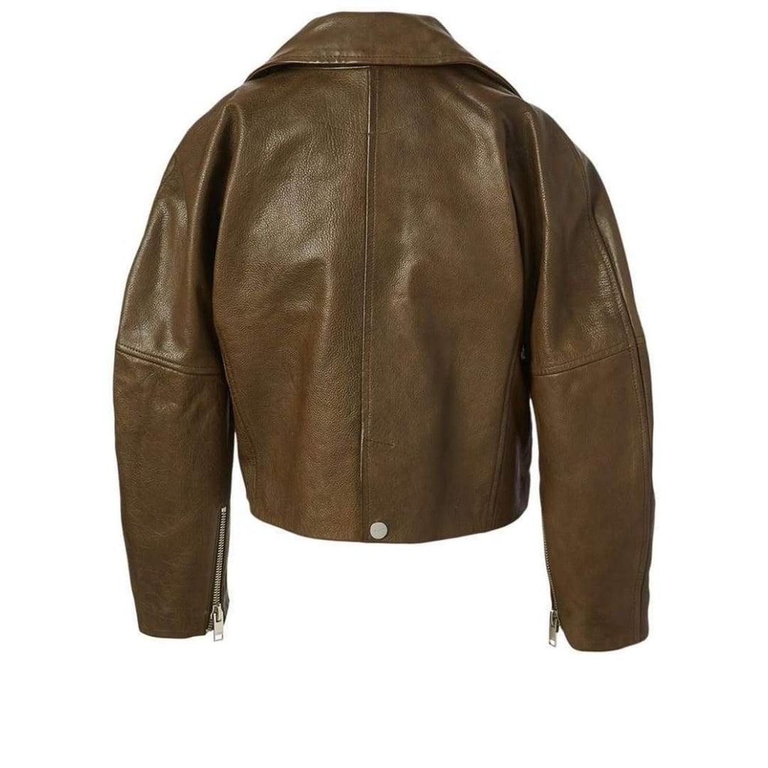 Leather Cropped Biker Jacket