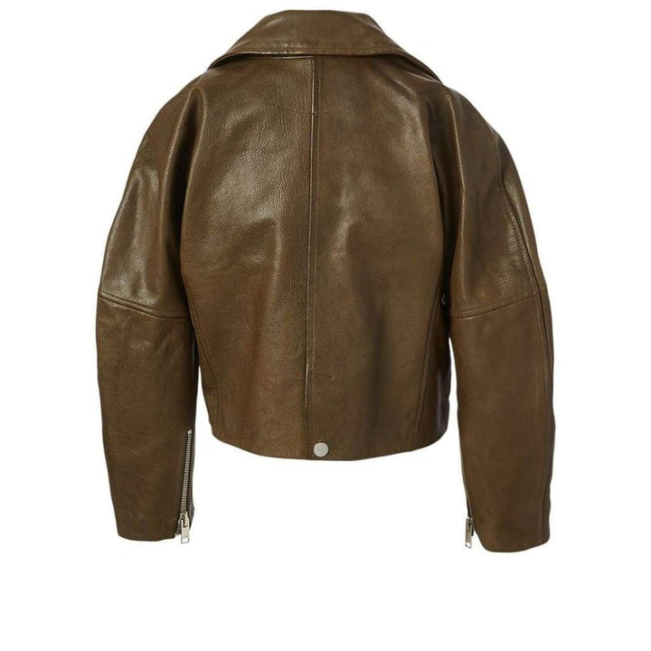 Leather Cropped Biker Jacket