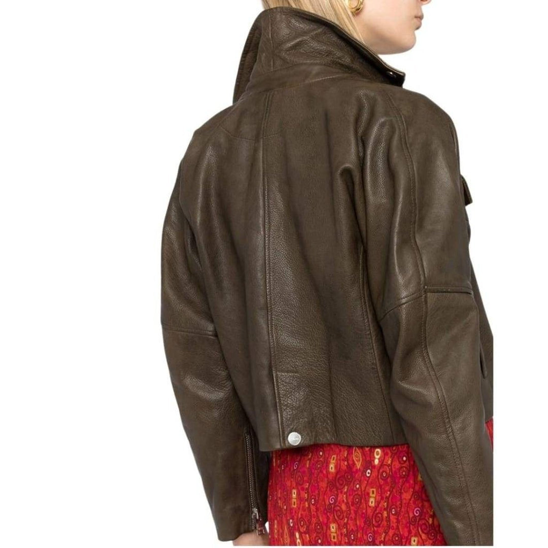 Leather Cropped Biker Jacket