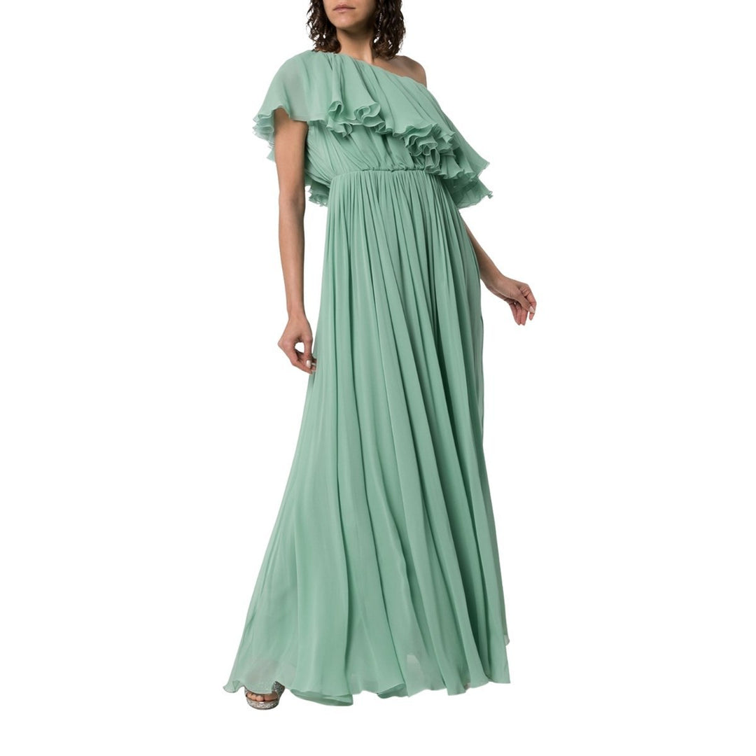 One Shoulder Ruffle Silk Gown