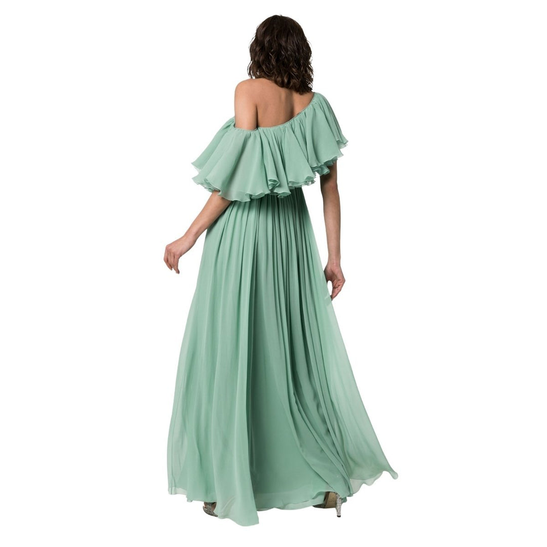 One Shoulder Ruffle Silk Gown