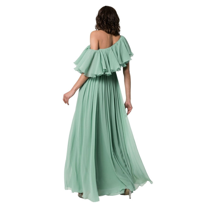 One Shoulder Ruffle Silk Gown