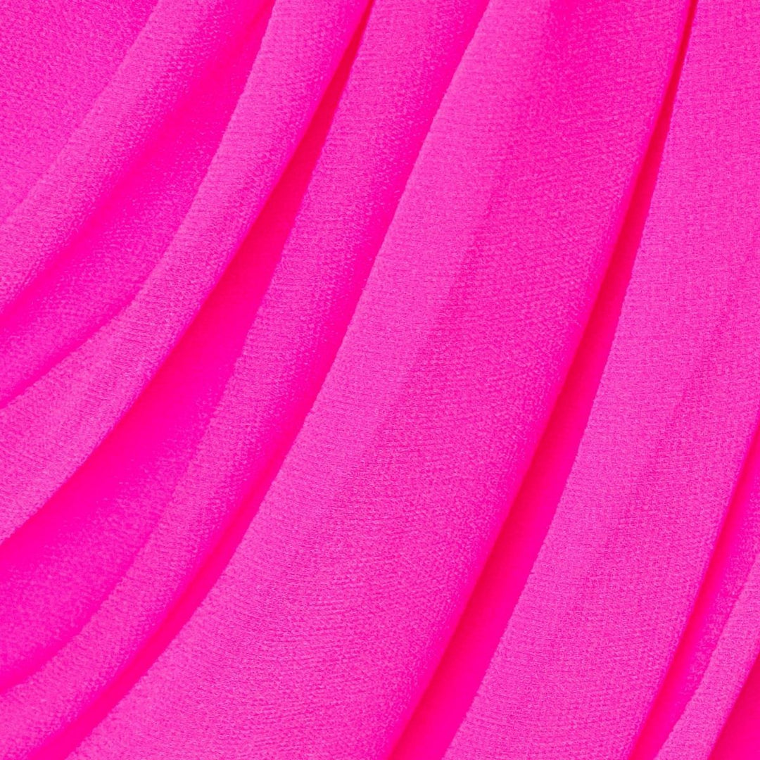 Ruched Neon Silk-Chiffon Mini Dress