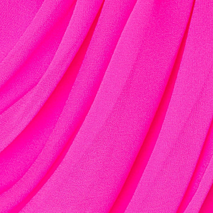 Ruched Neon Silk-Chiffon Mini Dress