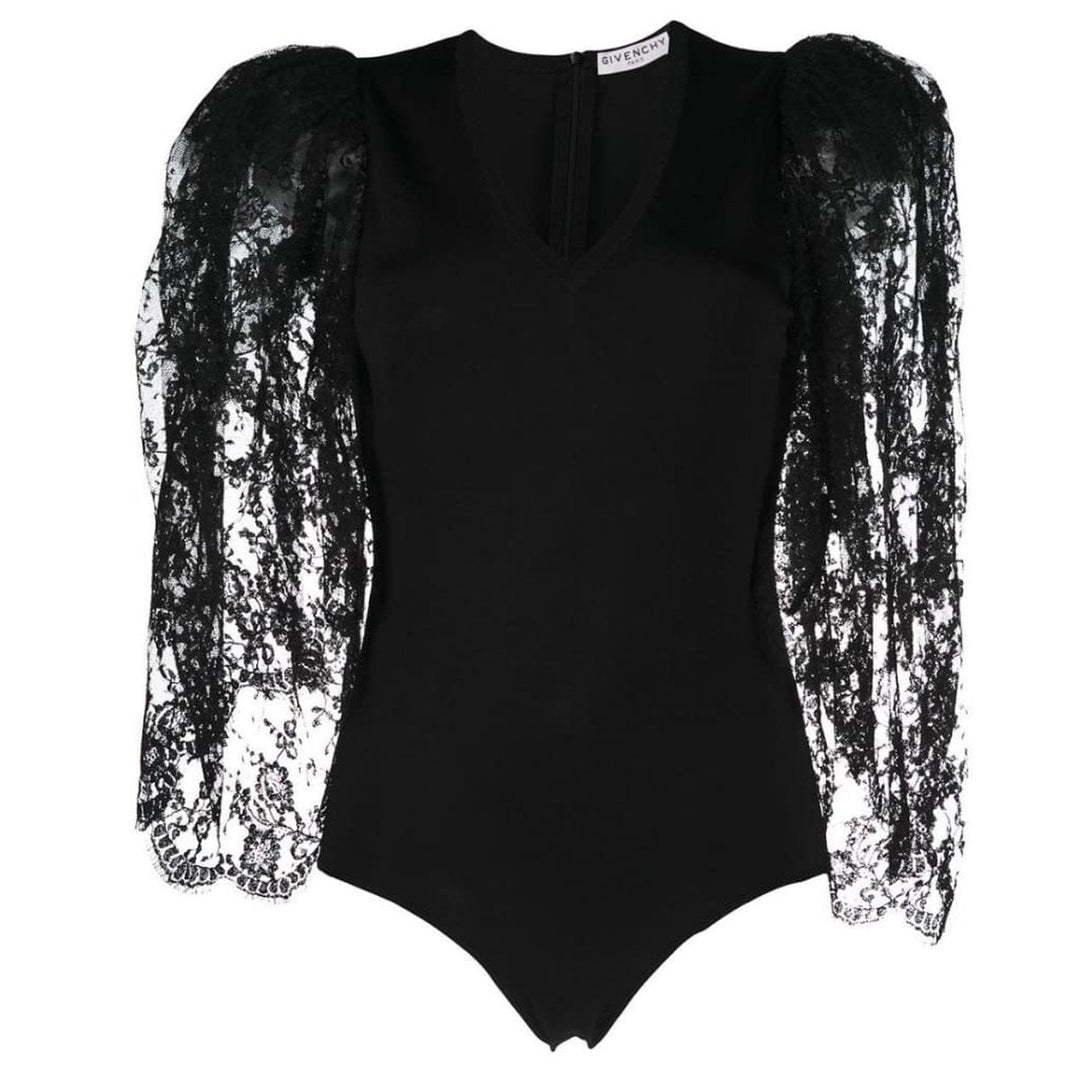 Givenchy-Black Lace Puff-sleeve Body - Runway Catalog