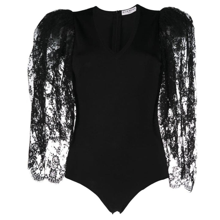 Givenchy-Black Lace Puff-sleeve Body - Runway Catalog