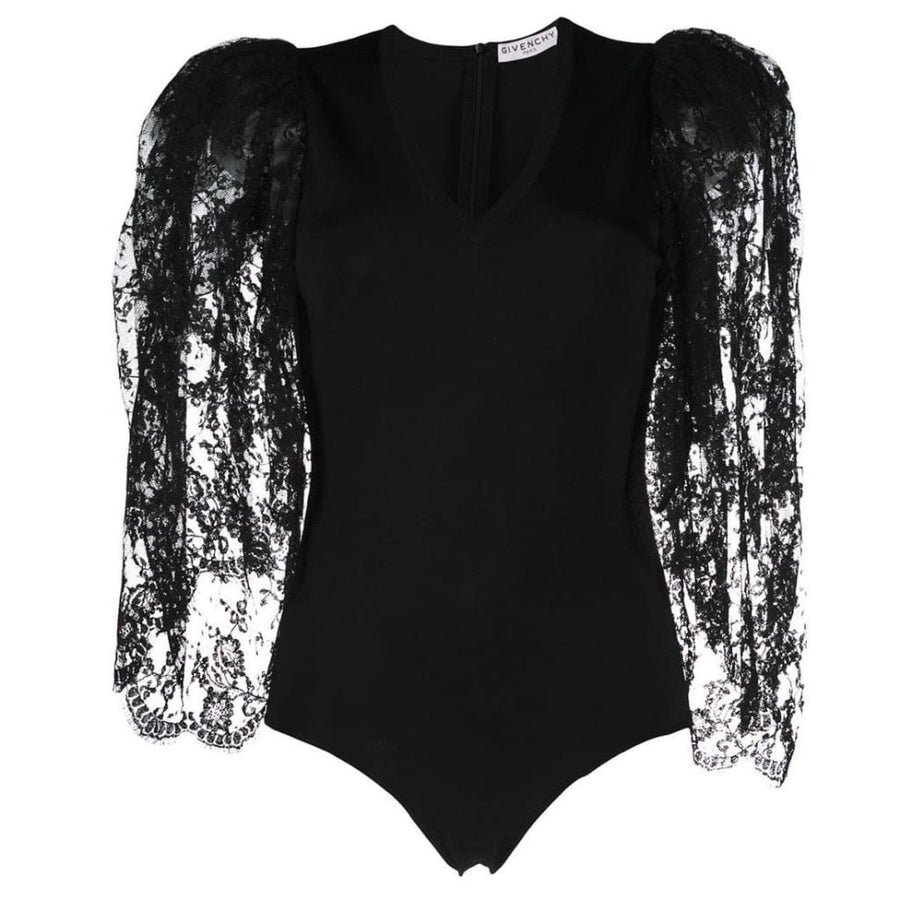 Givenchy-Black Lace Puff-sleeve Body - Runway Catalog