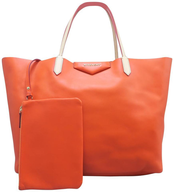Givenchy Large Antigona Shopper Orange Calfskin Leather Tote