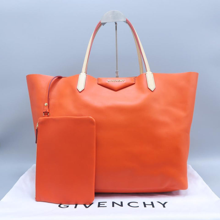 Givenchy Large Antigona Shopper Orange Calfskin Leather Tote