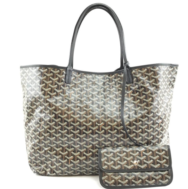 Goyard with Pochette St Saint Louis Gm Large Tote Light Weight Goyardine Black Coated Canvas and Leather Shoulder Bag