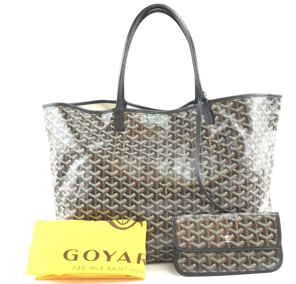 Goyard with Pochette St Saint Louis Gm Large Tote Light Weight Goyardine Black Coated Canvas and Leather Shoulder Bag