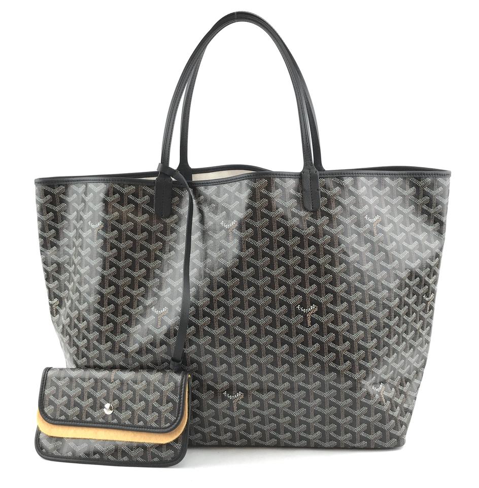 Goyard with Pochette St Saint Louis Gm Large Tote Light Weight Goyardine Black Coated Canvas and Leather Shoulder Bag