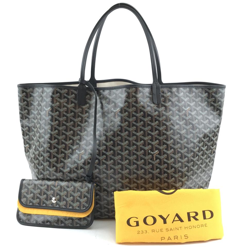 Goyard with Pochette St Saint Louis Gm Large Tote Light Weight Goyardine Black Coated Canvas and Leather Shoulder Bag