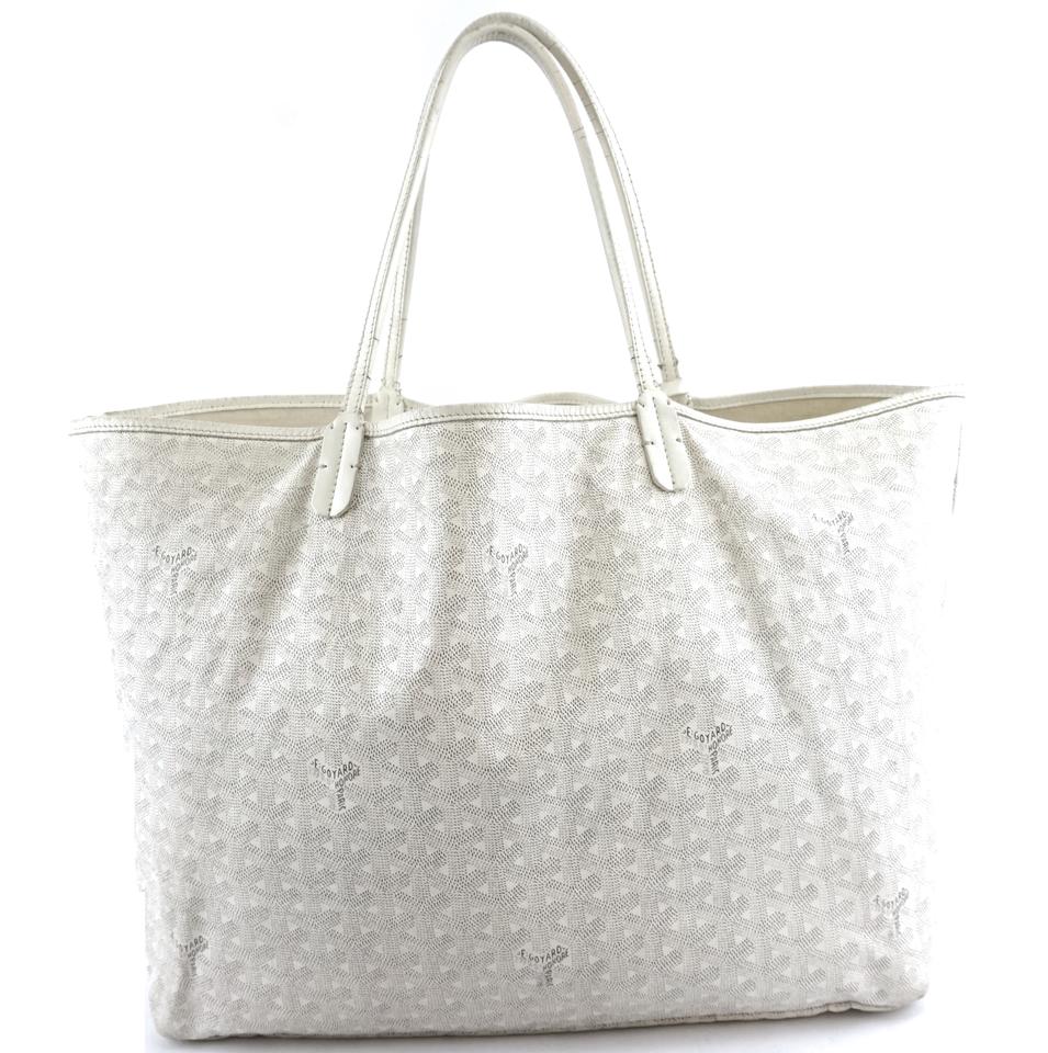 Goyard with Pochette St Saint Louis Gm Large Tote Light Weight Goyardine White Coated Canvas and Leather Shoulder Bag