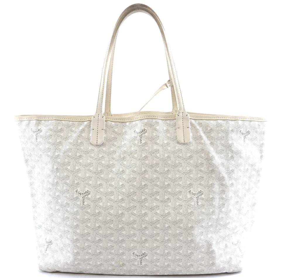 Goyard with Pochette St Saint Louis Pm Tote Work White Goyardine Coated Canvas and Leather Shoulder Bag