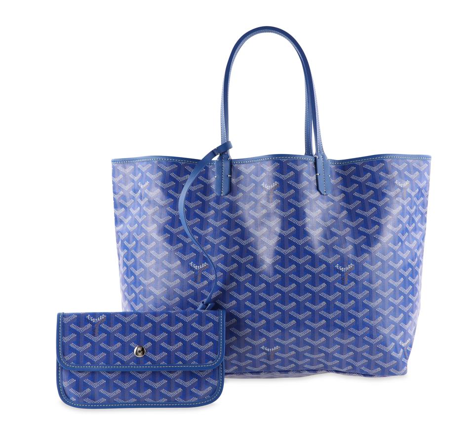 Goyard St Louis Pm Blue Coated Canvas Tote