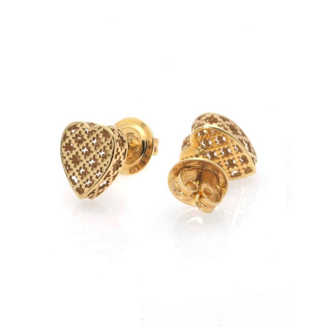18K Yellow Gold Diamantissima Heart Stud Earrings
