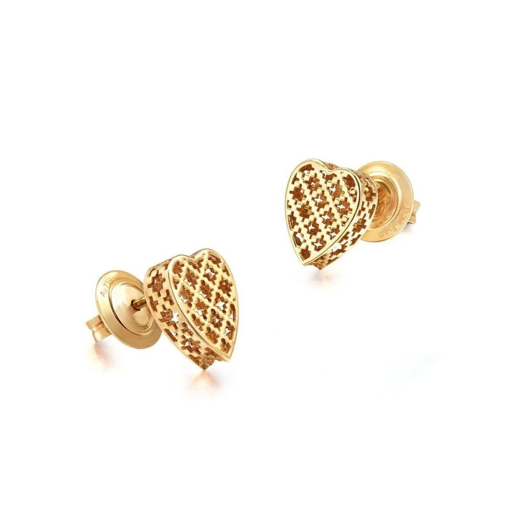 18K Yellow Gold Diamantissima Heart Stud Earrings