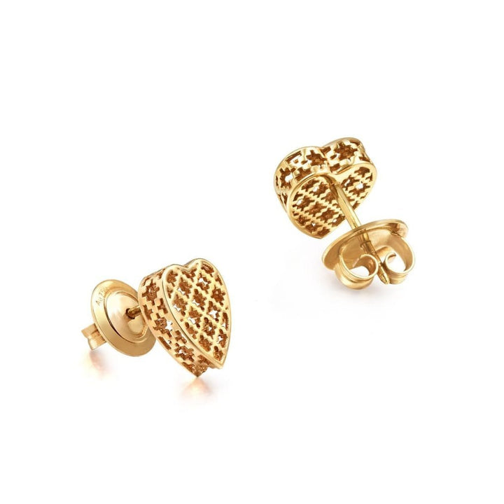 18K Yellow Gold Diamantissima Heart Stud Earrings