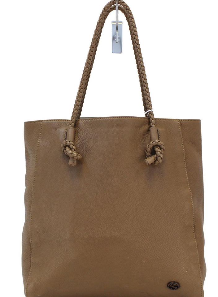 G*G Tote 267903 Mesh Hand Brown Leather Shoulder Bag
