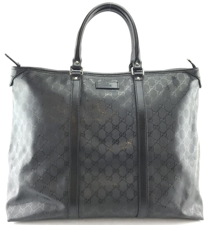 G*G XL L Rare Imprime Gg G*Gssima Logo X Oversized Tote Gym Black Coated Canvas Shoulder Bag