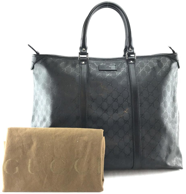 G*G XL L Rare Imprime Gg G*Gssima Logo X Oversized Tote Gym Black Coated Canvas Shoulder Bag