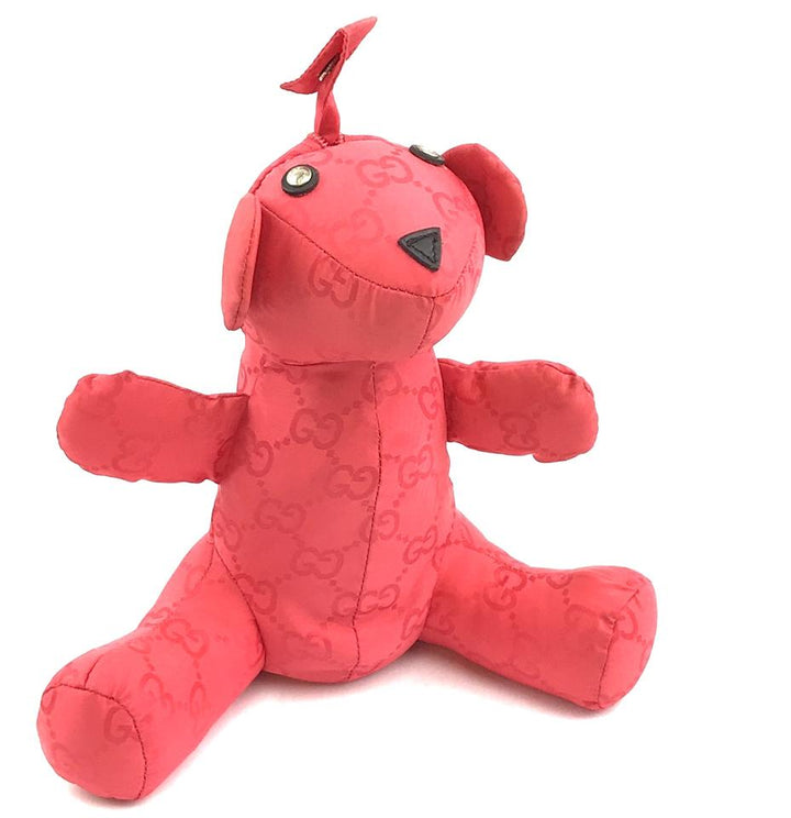 G*G Rare Gg Logo G*Gssima Teddy Bear Tote Red Nylon Shoulder Bag