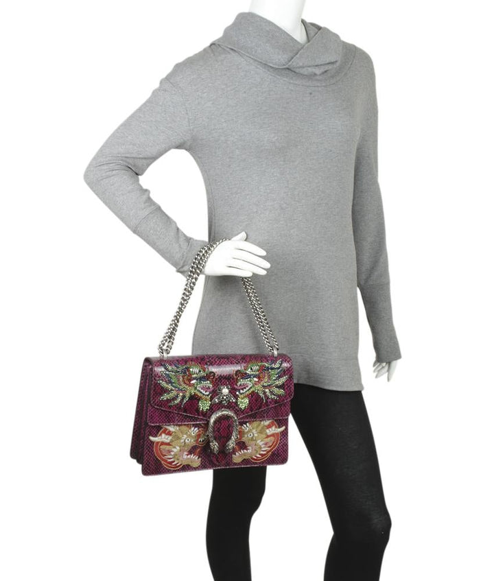 G*G 403348 Medium Python Dionysus Burgundy Shoulder Bag