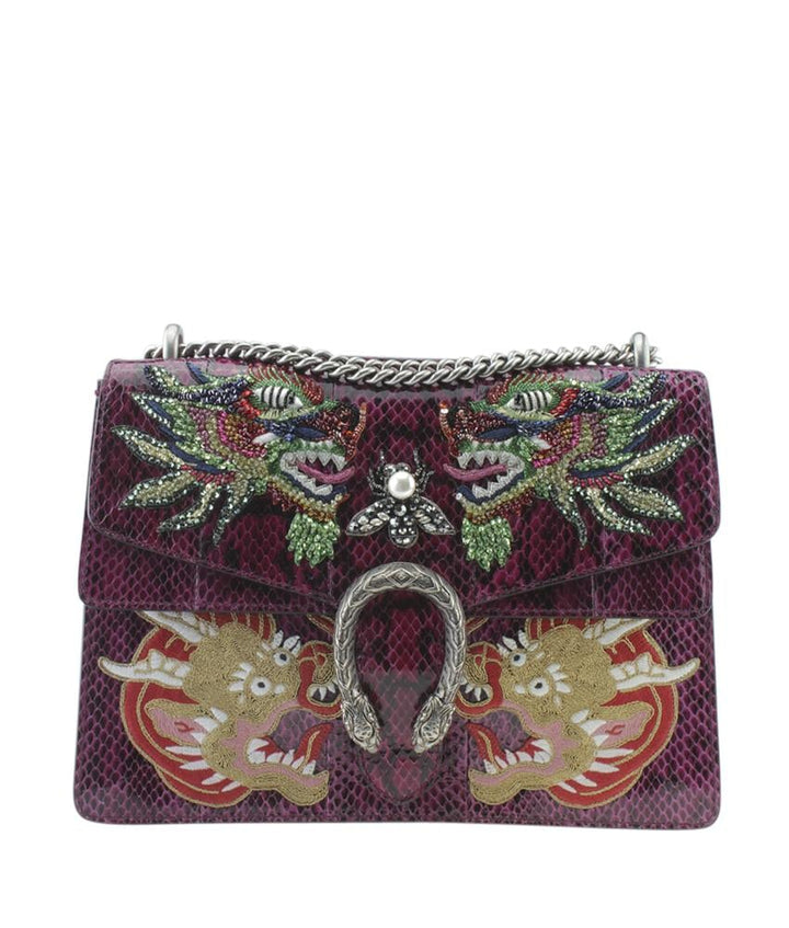 G*G 403348 Medium Python Dionysus Burgundy Shoulder Bag