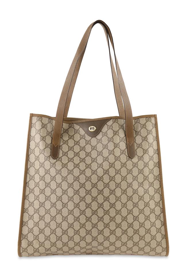 G*G Accessory Collection Monogram Leather Brown Canvas Tote