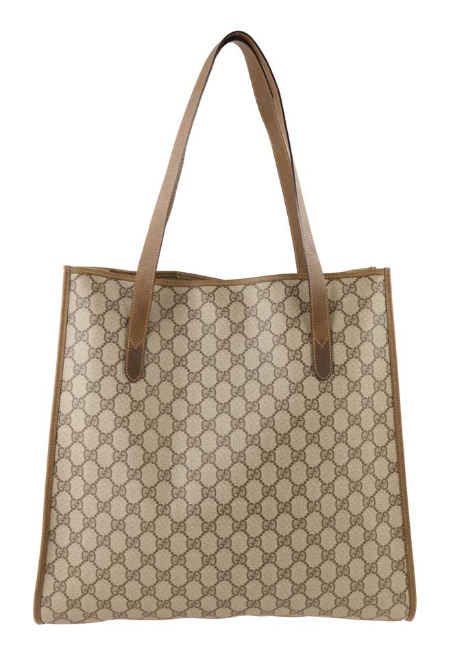 G*G Accessory Collection Monogram Leather Brown Canvas Tote