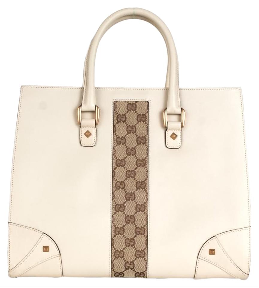 G*G And Gg Supreme Handle Creme Leather Tote