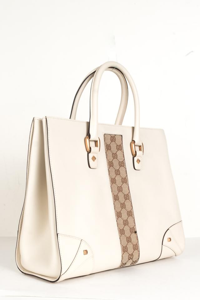G*G And Gg Supreme Handle Creme Leather Tote