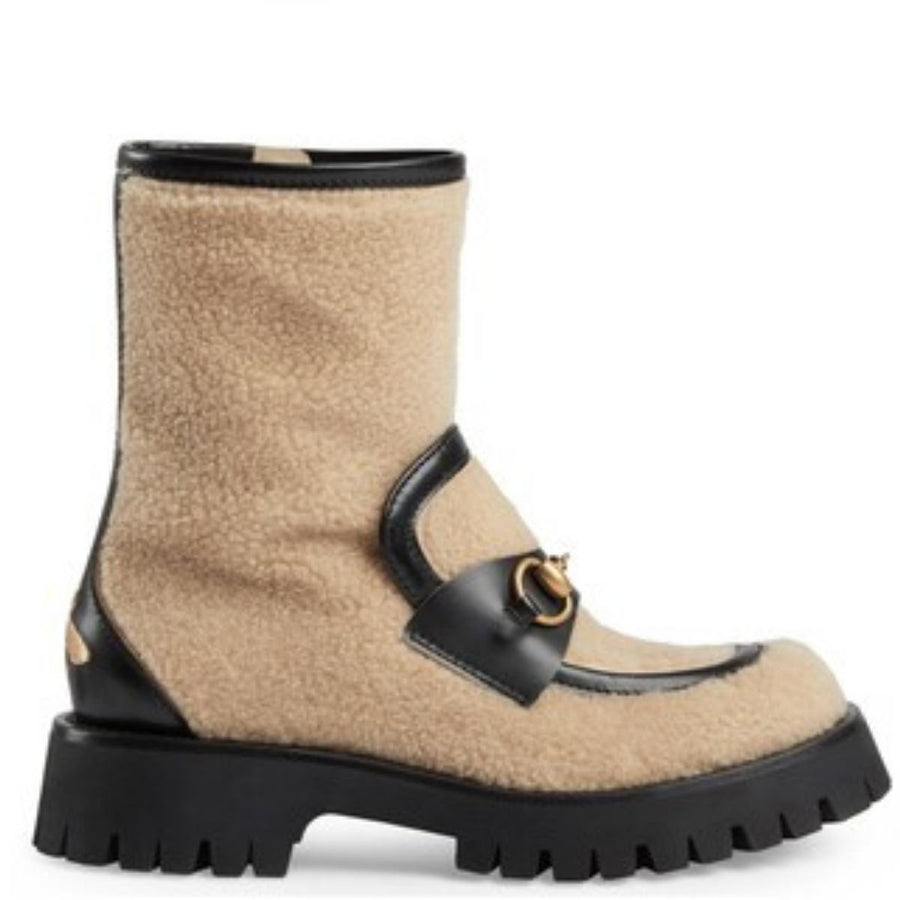 Gucci-Ankle Boot With Horsebit In Neutrals - Runway Catalog