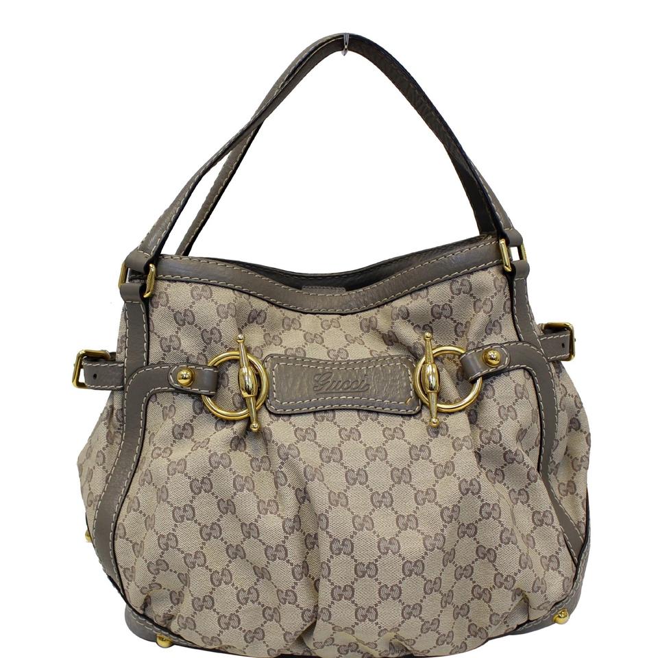 G*G Bag Jockey Medium 203546 Beige Gg Canvas Monogram Tote