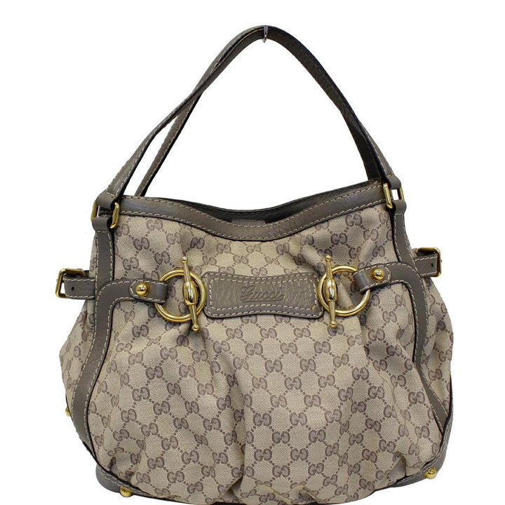 G*G Bag Jockey Medium 203546 Beige Gg Canvas Monogram Tote