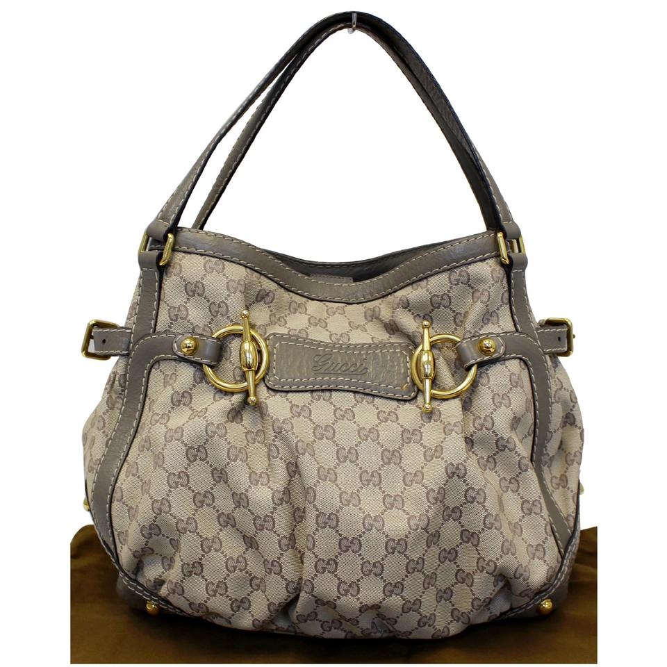 G*G Bag Jockey Medium 203546 Beige Gg Canvas Monogram Tote