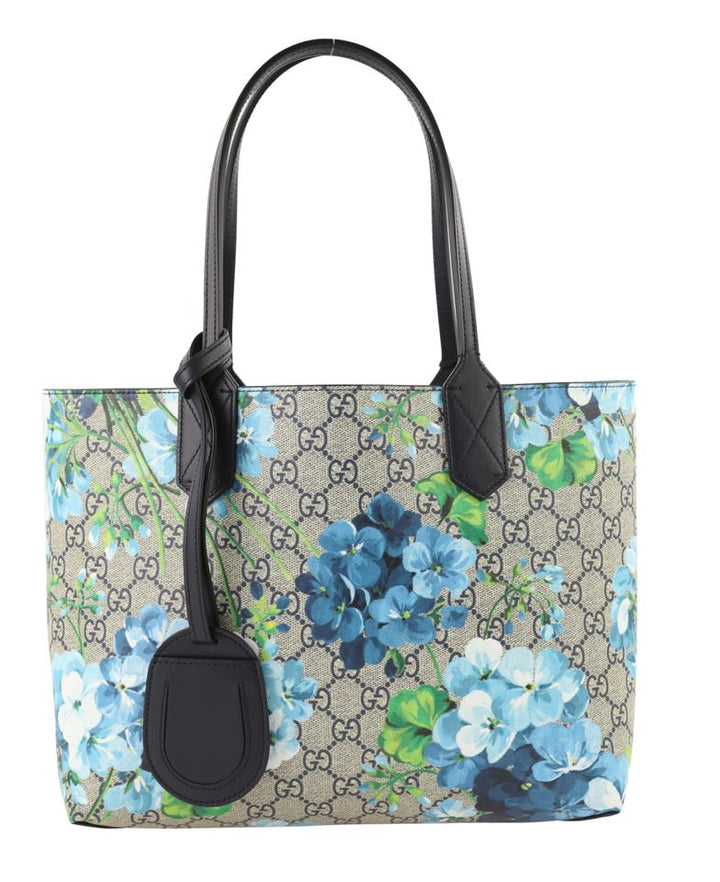 G*G Bag Reversible Blooms Blue Gg Supreme Canvas Tote
