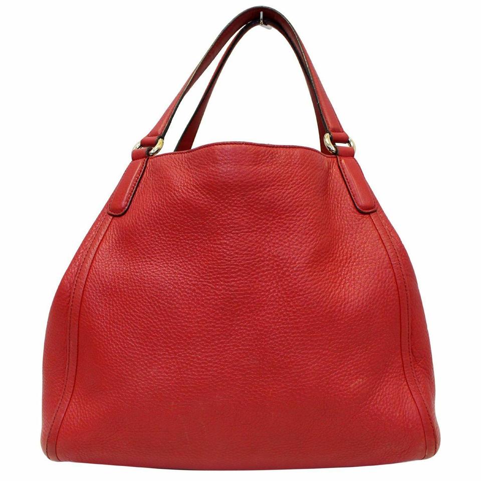 G*G Bag Soho Handle Pebbled Red Leather Tote