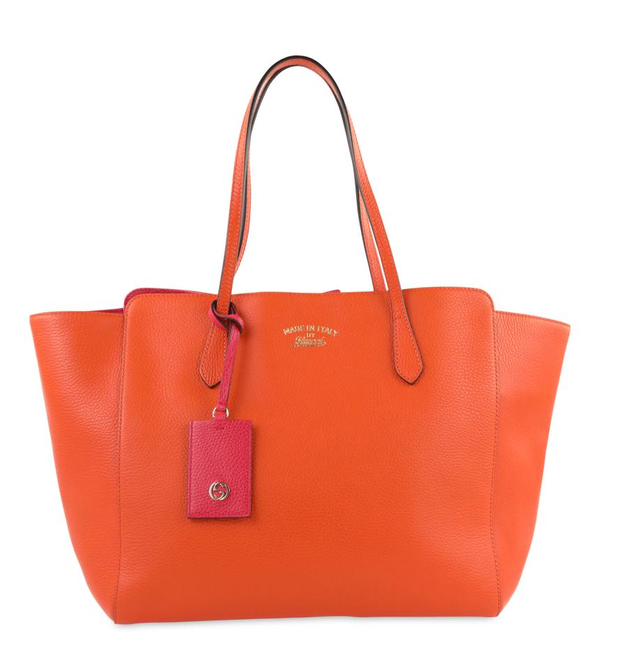 G*G Bag Swing Medium Orange Calfskin Tote