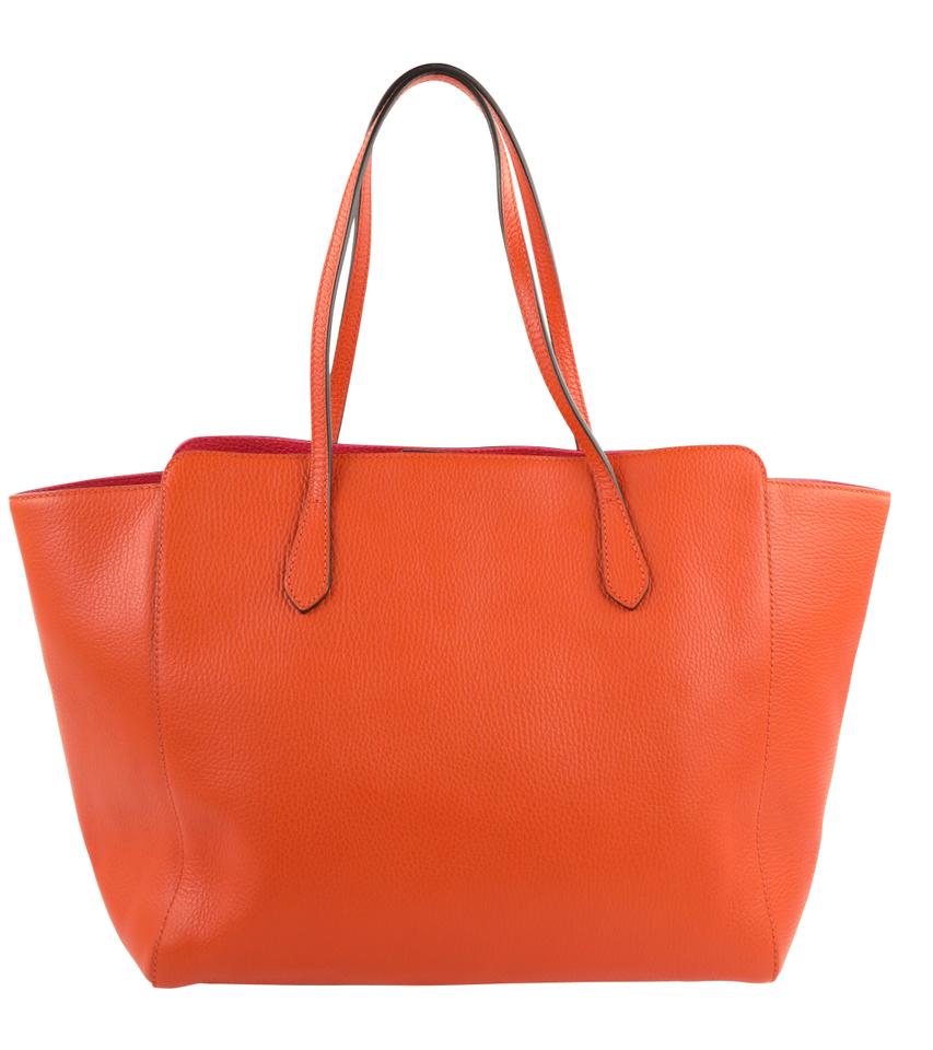 G*G Bag Swing Medium Orange Calfskin Tote