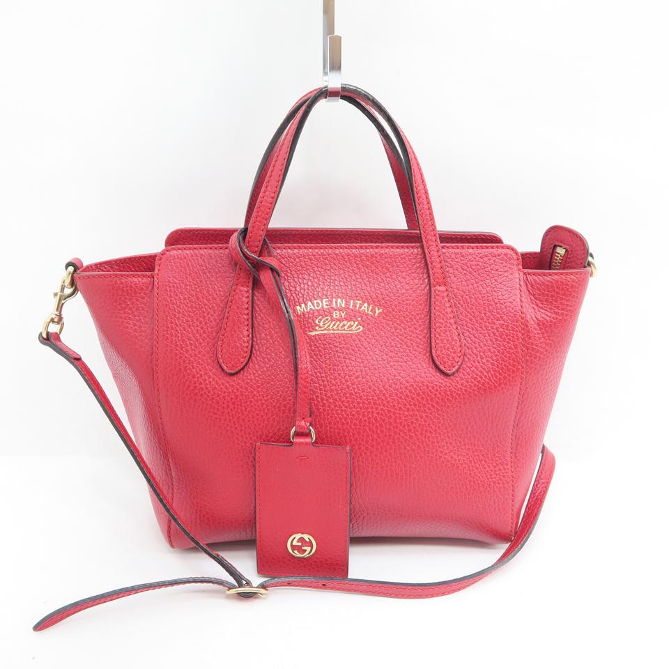 G*G Bag Swing Mini Leather Calfskin Satchel Red Tote