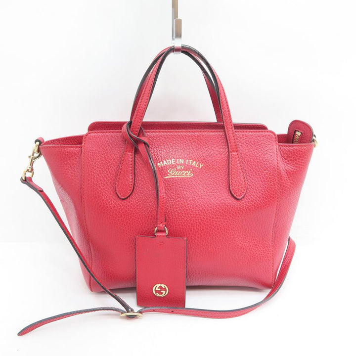 G*G Bag Swing Mini Leather Calfskin Satchel Red Tote