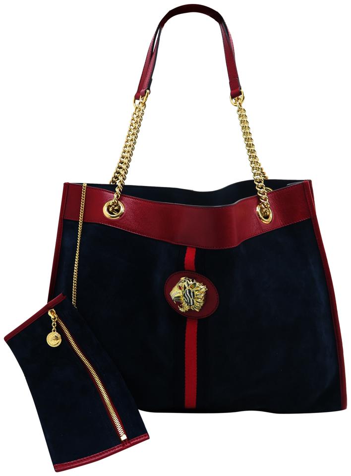 G*G Bag W Large Rajah W/P Navy Suede Tote